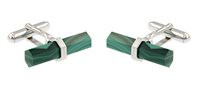 Cufflinks Man in Silver Malachite 449 MAL GEM